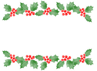 ヒイラギの水彩風　背景イラスト