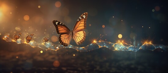Digital futuristic butterfly evolution Insect life cycle successful business transformation - obrazy, fototapety, plakaty
