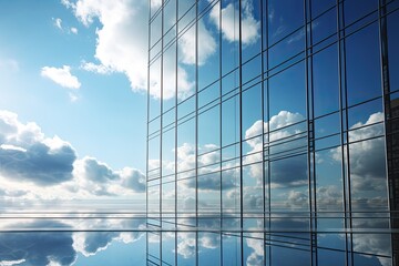 glass building with reflection of sky and clouds 
