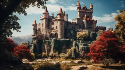 Castle, AI generated Image - obrazy, fototapety, plakaty