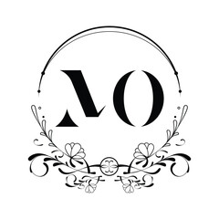 Abstract letter MO logo. vector vintage golden art nouveau badge vector incorporate with abstract shape in the creative way.