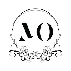 Abstract letter MO logo. vector vintage golden art nouveau badge vector incorporate with abstract shape in the creative way.