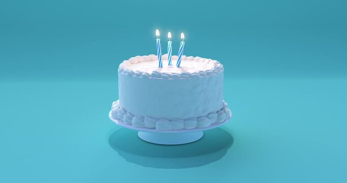 Birthday Cake Blue in a 3D animation