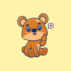 Cute teddy bear with love sign hand cartoon vector icon illustration .animal nature concept isolated