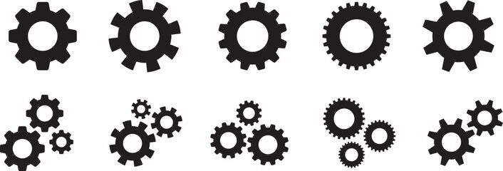 Gear wheel icon set. Simple Gear wheel collection. Cogwheel. Gear icons. Vector