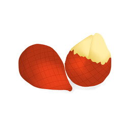 snake fruit peeled isolated 