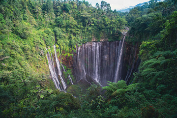 Beautiful view at Tumpak Sewu waterfall located in Lumajang,  East Java region,Indonesia