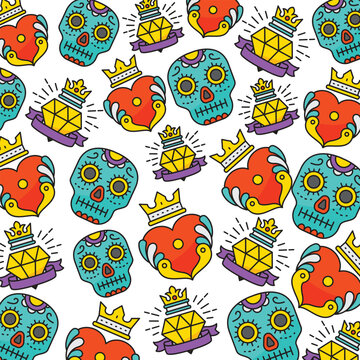 Day of the dead pattern template design