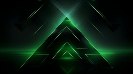 Abstract futuristic green arrow polygon with black lines