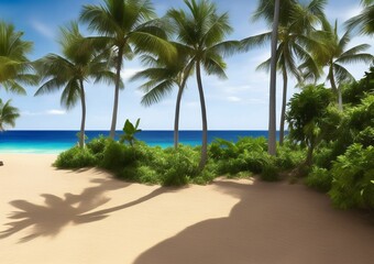 Fototapeta na wymiar A beachfront paradise with white sand; AI GENERATIVE