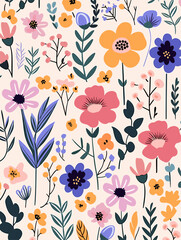 Wild flowers floral seamless pattern background. Good for fashion fabrics, children’s clothing, T-shirts, postcards, email header, wallpaper, banner, posters, events, covers, and more.