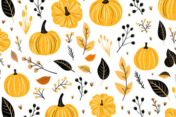 Fall Autumn seamless pattern background. Good for fashion fabrics, children’s clothing, T-shirts, postcards, email header, wallpaper, banner, posters, events, covers, advertising, and more. - obrazy, fototapety, plakaty
