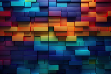 Abstract bright geometric pastel colors colored 3d gloss texture wall with squares and rectangles background.