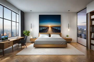 Obraz na płótnie Canvas modern living room with bedroom