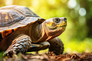 Obraz premium Tortoise goes into the water