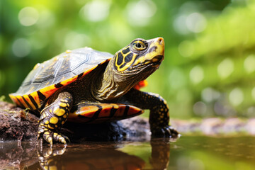 Obraz premium Tortoise goes into the water