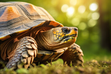 Naklejka premium Tortoise goes into the water