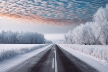 Fototapeta na wymiar winter road in the snow