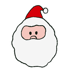 Santa Claus drawing in crayon for Christmas and New Year decoration, winter festive icon, cartoon character, comic, mascot, print, post card, sticker, social media, cute patches, plush toy, kid doll