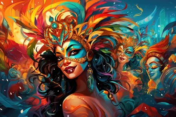 Deurstickers Carnaval Carnival Vibrant and colorful spirit of carnival celebrations,Generated with AI