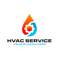 Illustration vector graphic of creative hvac logo template plumbing, heating, and cooling service with gear logo design