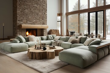 Modern luxurious living room interior The atmosphere is calm simple and comfortable natural.
