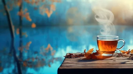 Foto op Plexiglas Steeped in Serenity: Embracing the Tranquility of a Cup of Hot Tea © DYAH