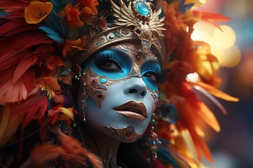 Crédence de cuisine en verre imprimé Carnaval Carnival Vibrant and colorful spirit of carnival celebrations,Generated with AI