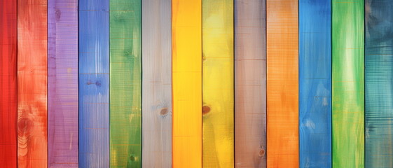 old rustic abstract painted wooden wall table floor texture - wood background panorama banner long, rainbow painting colors LGBT, seamless pattern