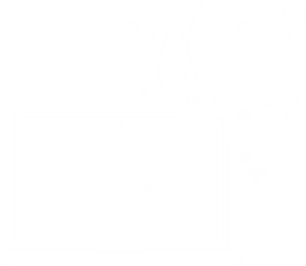 Digital png illustration of white laptop and moon with stars on transparent background