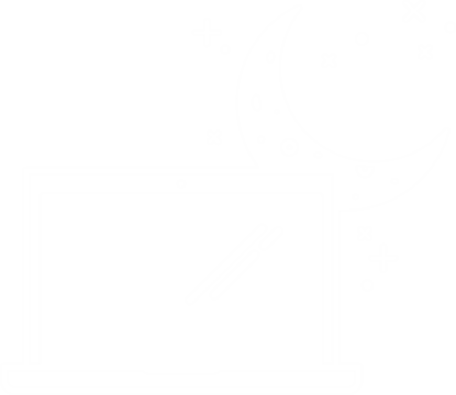 Digital png illustration of white laptop and moon with stars on transparent background - Powered by Adobe
