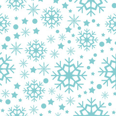 Digital png illustration of blue pattern of repeated snowflakes on transparent background