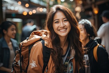 Obraz premium fun, friendship, travel, and tourism exploring the city, enjoying their time together,Generated with AI
