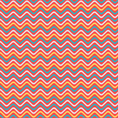 Wave pattern. Orange, blue, yellow, and white color scheme. For fabric, textile, and design background
