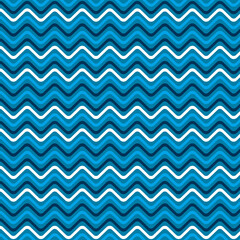 Wave pattern. Cerulean blue, dark midnight blue, light azure, and white color scheme. For fabric, textile, and design background