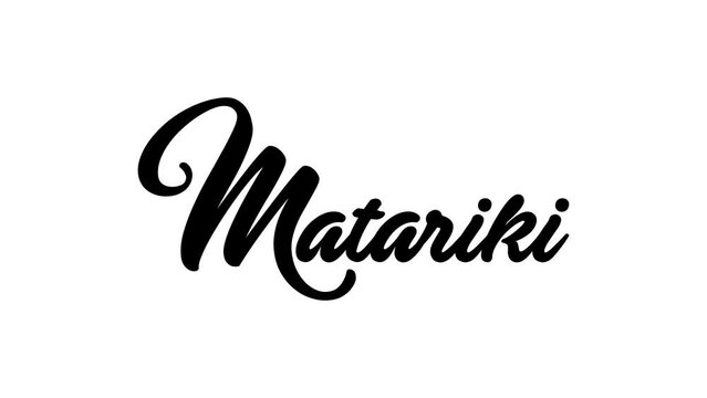 NZ Matariki handdrawn script animated title Luma Matte Black and white