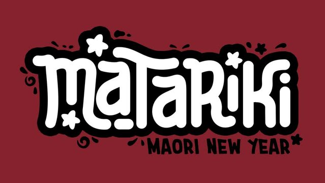 NZ Matariki Maori New Year animated handdrawn horizontal title 