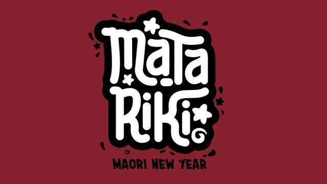 NZ Matariki Maori New Year animated handdrawn stacked title 