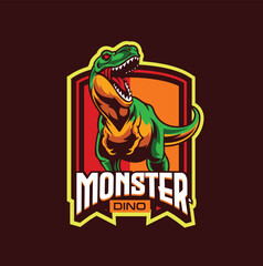 Vector illustration of trex mascot logo template for sport team and gaming team © harrisaputra