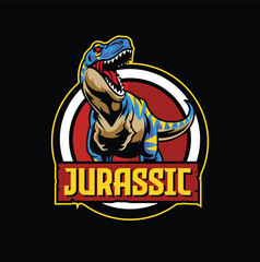 Vector illustration of trex mascot logo template for sport team and gaming team © harrisaputra
