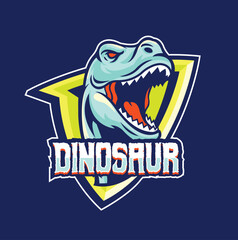 Vector illustration of trex mascot logo template for sport team and gaming team © harrisaputra
