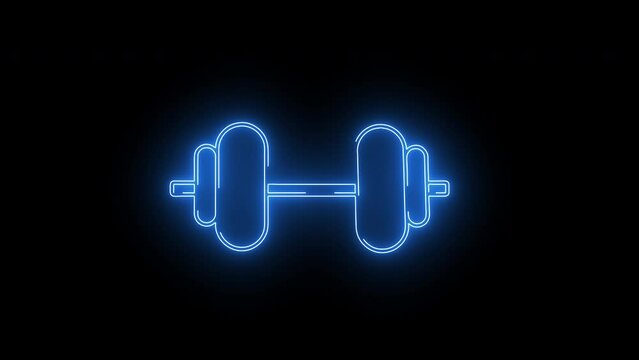 barbell logo animation with neon glowing lines