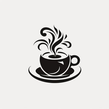 Coffee logo, black and white, AI generated Image
