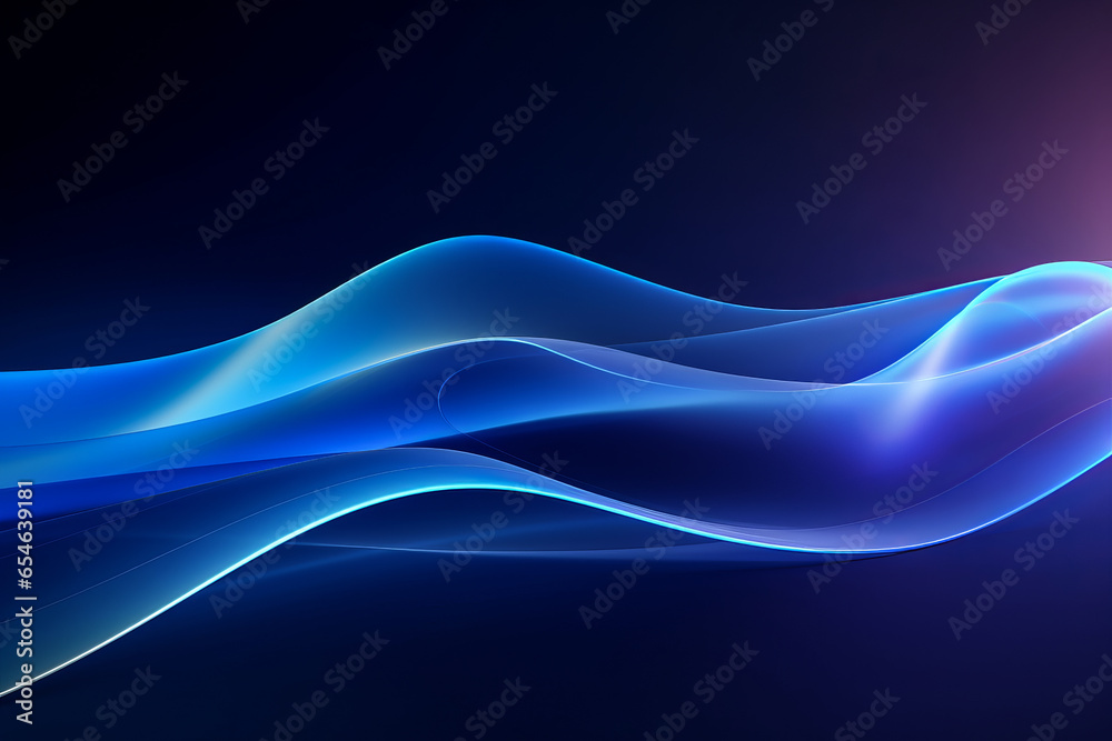 Wall mural blue wavy shiny abstract background with copy space for your text