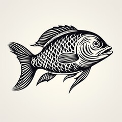 Fish logo, black and white, AI generated Image