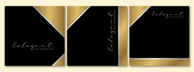 set of luxurious square golden background for invitation or social media template