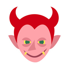 悪魔の顔。フラットなベクターイラスト。
Face of a Devil. Flat designed vector illustration.