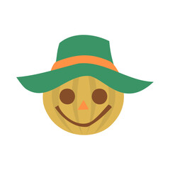 カカシの顔。フラットなベクターイラスト。
Face of a Scarecrow. Flat designed vector illustration.