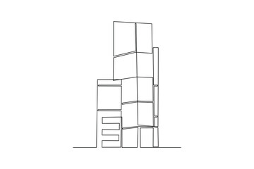 Minimalist building. Minimalist building concept. Towers city business architecture, apartment and office building, urban landscape. Vector illustration in trendy flat style isolated on white backgrou