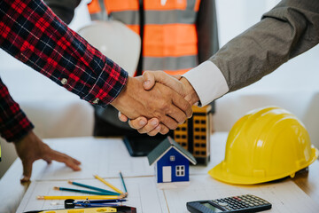 Meeting of a team of architects to design houses and buildings, banner for writing of drafting teams, engineering workers and project managers.